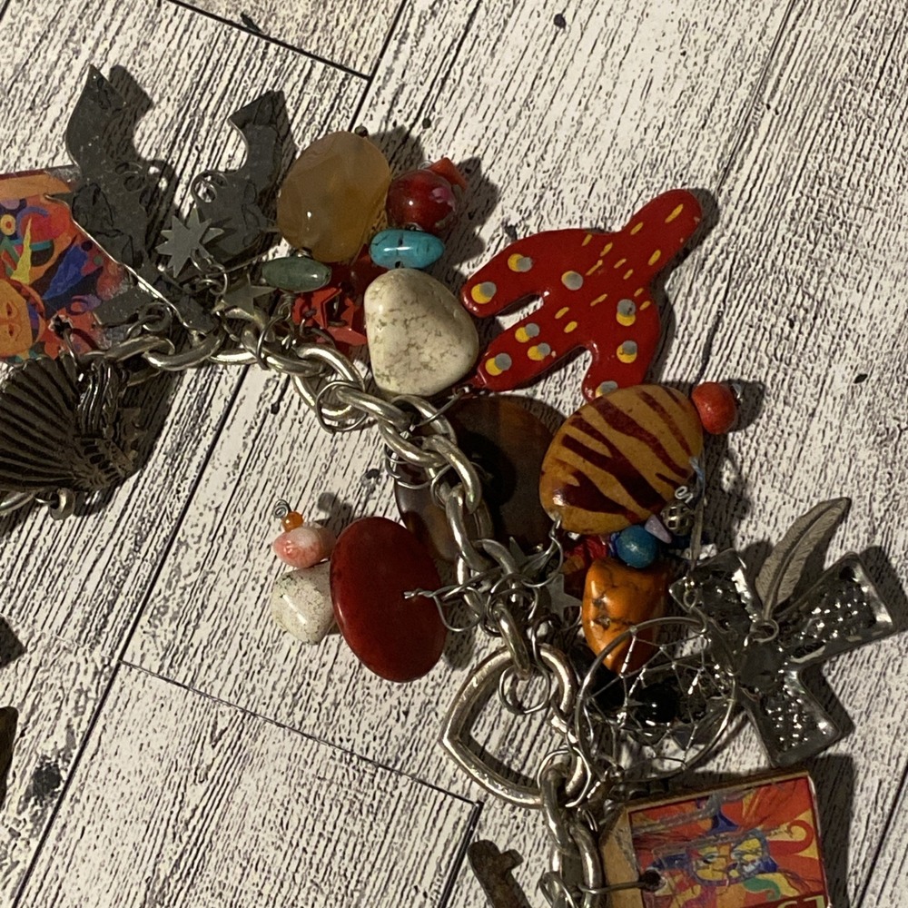 Vintage Style Junk Charm Necklace Multi Themed Maximalist Layered Statement - Picture 14 of 16